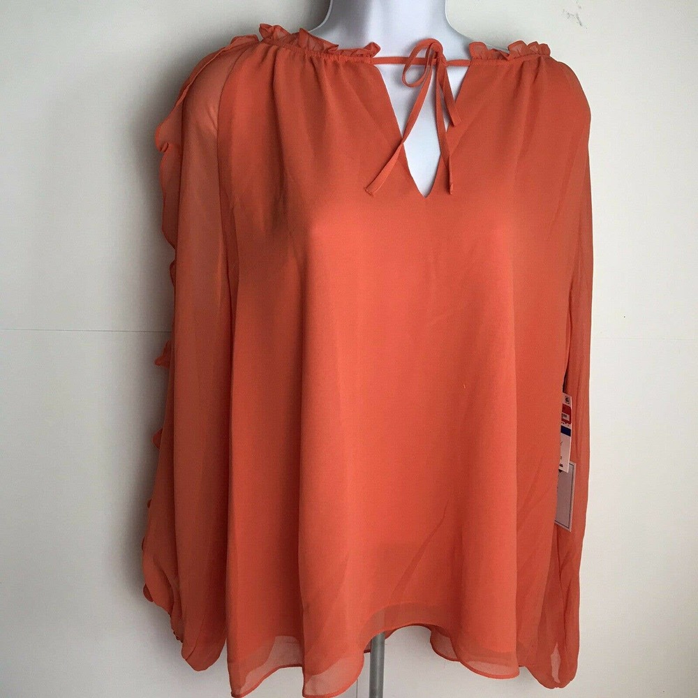 NWT 1. State Orange Slit Shoulder Top - Picture 3 of 10